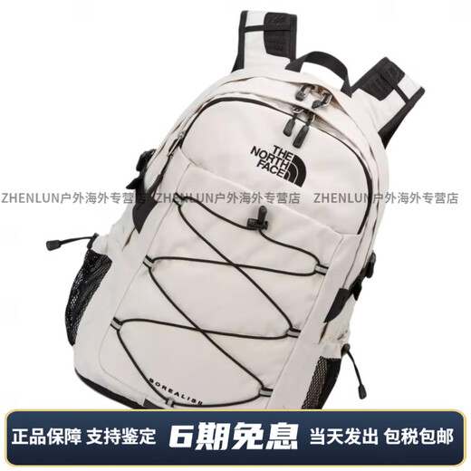 北面（The North Face）时尚休闲拉链开合背包双肩包常规男女同款情侣款米白色 米白色