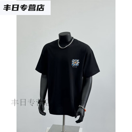TYBURN重磅T恤男士卡通印花英文ins短袖夏季圆领半袖宽松短 白色短袖(前后D9733) S (建议90-110斤)