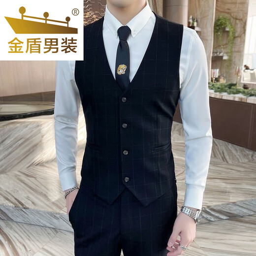 Golden Shield Men's Suit Vest Spring and Autumn Vest Groomsmen Brother's Outfit Groom Wedding Plaid Slim Casual Suit Vest 2016 Dark Gray (Single Vest) XL 126-135Jin Jin is equal to 0.5 kg Golden Shield Men's Suit Vest Spring and Autumn Vest Groomsmen Brother's Outfit Groom Wedding Plaid Slim Casual Suit Vest 2016 Dark Gray (Single Vest) XL 126-135Jin Jin is equal to 0.5 kg