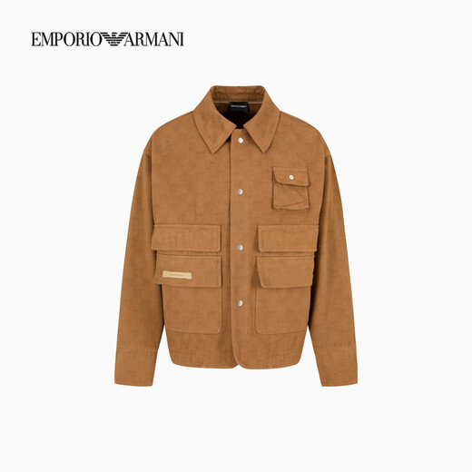 EMPORIO ARMANI/阿玛尼官方旗舰新款男士衬衫领复古运动风夹克外套 U6193-姜黄色 50 (L) (推荐：150-165斤)