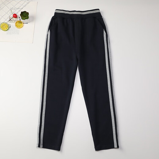 Buenpu School uniform pants for primary and secondary school students in spring and autumn children's dark gray baseball uniform pants for girls and boys gray navy blue school pants gray straight 677B 170 cm