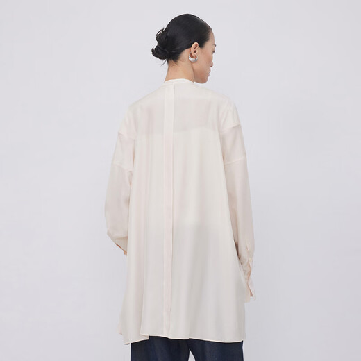 LESS【精工系列】春秋设计感衬衫女桑蚕丝长款衬衣外套2N7210920 687/淡粉 XL