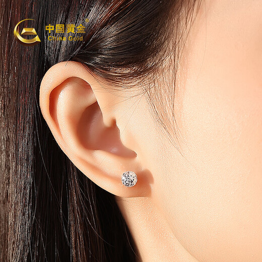 CHINA GOLD rhombus bead PT950 platinum earrings for women platinum ear piercing birthday gift for girlfriend and wife platinum weighs about 1.4g SF straight hair/branded gift box