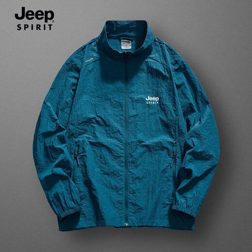 吉普（JEEP）品牌高端防晒服男外套防紫外线夏季宽松防晒衣立领夹克皮肤衣 浅灰立款698 XL