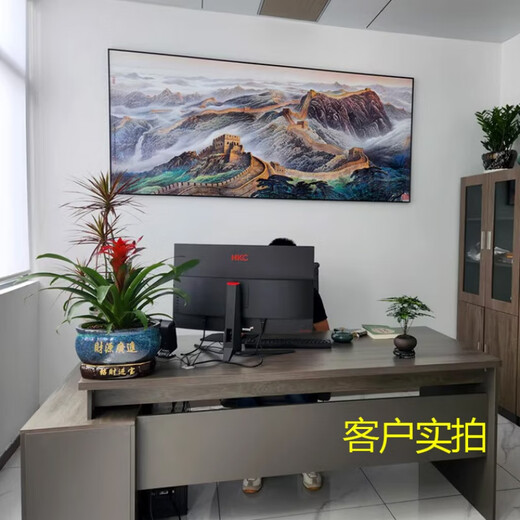 江山万里长城国画靠山图老板办公室装饰客厅背景墙壁山水挂画字画 CT-3892【长城迎客松】 带框长180高80cm-顺丰入户 x 尊1