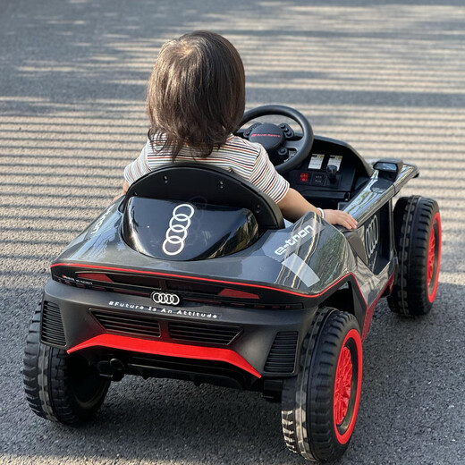 Jianhou children's electric car Audi four-wheel male and female remote control children's car off-road stroller Authorized Audi e-tron gray (same car as 4S store) remote control Lifetime warranty and free large items