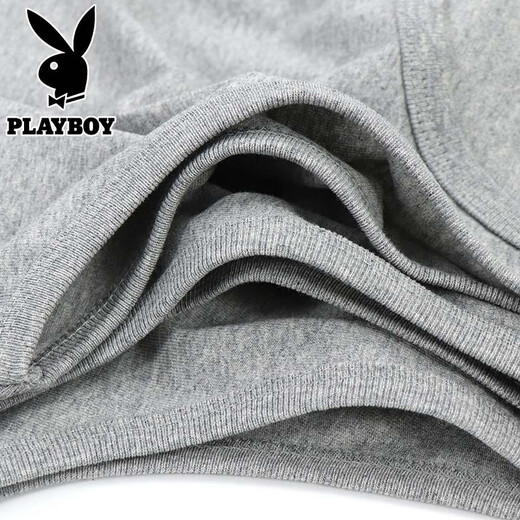 Playboy (PLAYBOY) Heavy simple pure cotton vest sleeveless T-shirt Hemp gray solid color vest loose 3-piece package] Gray + gray + white 3XL Recommended 150-170Jin [Jin equals 0.5 kg]