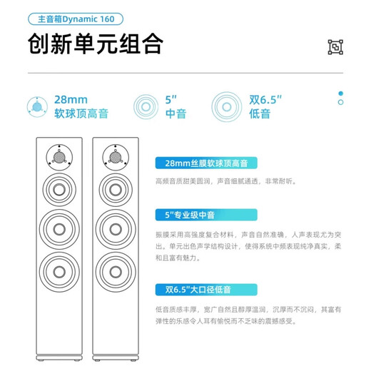 HiVi Dynamic 160 home theater audio set floor-standing speaker audio-visual room living room TV audio 2.0 channel (white)