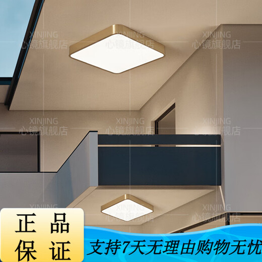 Heart mirror full copper outdoor ceiling light villa gate ultra-thin front light outdoor aisle balcony lamp mosquito-proof courtyard light X3893-500/square