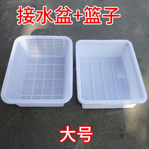 Sanqi Tiger Größer und verdickter Doppelabflusskorb Kunststoff Gemüse Waschkorb Hotel Küche Waschkorb Reiskorb Katzendrüsenbox vertiefen A3+691) Weißer Abstand 3,5 cm