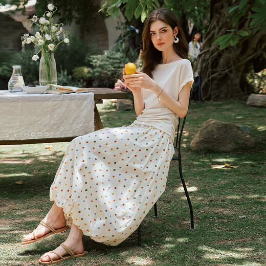 
Olrain Ouruier Point Flower Blossom Skirt Colorful Skirt Rubber Tightening Skirt Women's Summer 2025 New Skirt Polka Dot M 160/68A/M