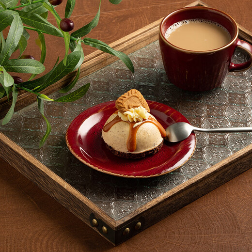 Aoki Shangci American retro ceramic spoon holder hot pot spoon holder public holder kitchen spatula rice spoon holder storage plate soup spoon colander separate syinai dark red