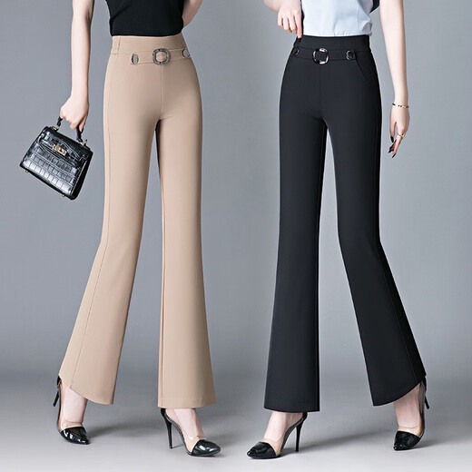 Pantalones de microflar de micro XCFreht para mujeres en primavera y otoño nuevo traje de cintura alta delgada caída casual y pantalones de bengala delgados ligeramente pantalones de corona marrón 6629 26 s tamaño recomendado 85-95Jin [Jin equivale a 0.5 kg]