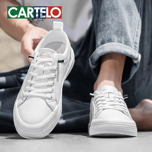Katile crocodile men's shoes for summer breathable low-top white shoes with one foot, trendy shoes, sports and casual leather shoes for men EY6624 white 38