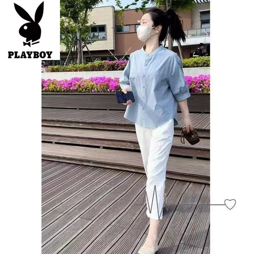 花花公子（PLAYBOY）夏季穿搭一整套感时尚套装女2025新款洋气减龄衬衫休闲裤套装 黑色单裤看图-旗舰款 M _建议80-100斤