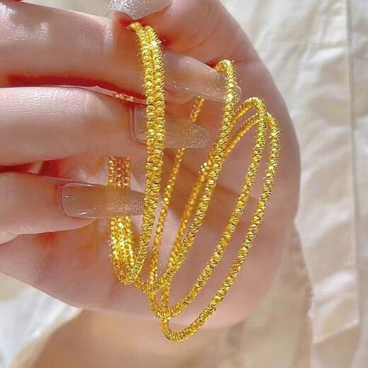 Juke counter gold-plated silver-colored gold-colored bouncy three-circle crushed ice bracelet for women as a Valentine's Day gift for Chinese Valentine's Day