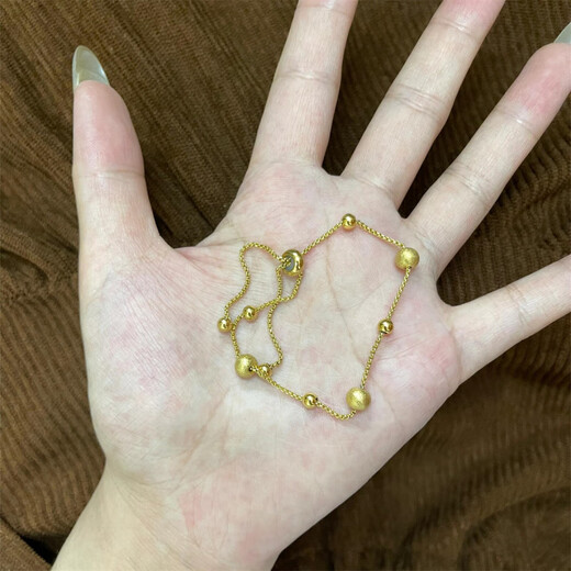 Chow Tai Fook Chinese Valentine's Day gift good luck bracelet for women, light luxury niche 2025 new style 18k gold titanium steel exquisite non-fading transfer bead pull-out bracelet adjustable