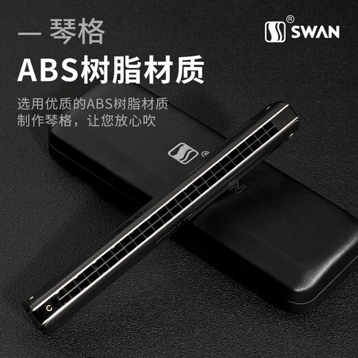 天鹅（SWAN）进口音簧28孔复音口琴ABCDEFG调初学者入门成人专业演奏送礼乐器 【高级演奏款】28孔复音B调（磨砂不留指纹）