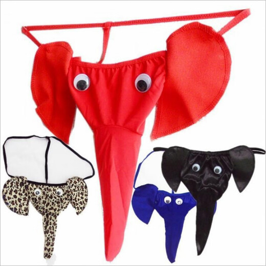 TTPMER large size men's sex underwear elephant thong cartoon sexy T-trousers men's adult suit cherry temptation elephant black one size 120-200Jin [Jin equals 0.5 kg]