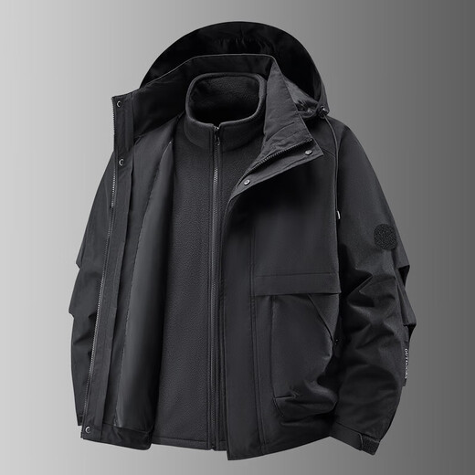 Double warmth, three-in-one jacket, same style jacket for men and women, polar fleece three-proof outdoor mountaineering jacket, military green LW-8858, two-piece set, removable inner liner, M recommendation, 105-125Jin Jin is equal to 0.5kg