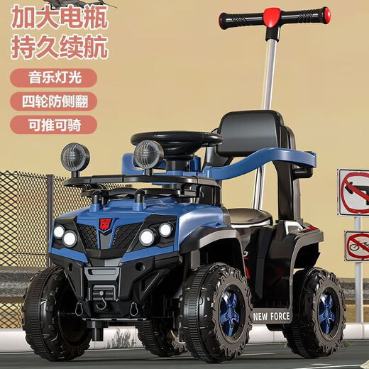 New children's electric car four-wheel remote control car charging trolley 0-3 years old children's toy car men and women can sit on upgraded yellow dual drive + remote control + push rod self-driving leather seat