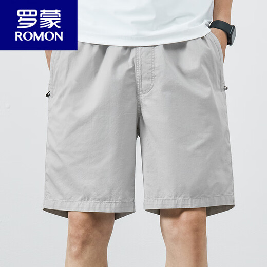 罗蒙（ROMON）夏季新款纯棉男士短裤休闲潮牌宽松5五分裤薄款百搭中裤子 9224卡其色 M 体重90-105斤
