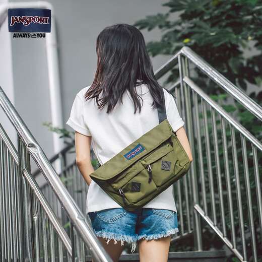 JANSPORT retro postman bag boys campus one-shoulder ipad bag trendy crossbody bag trendy bag 4QV5 4QV57G3 dark army green postman bag