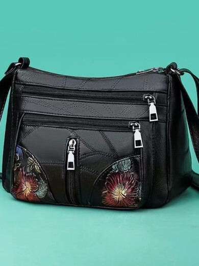 Frauentasche 2025 Neue Tasche Mode und atmosphärische Umhängetasche vielseitiger Crossbody Mutter Tasche große Kapazität Schwarz [Muttertasche]
