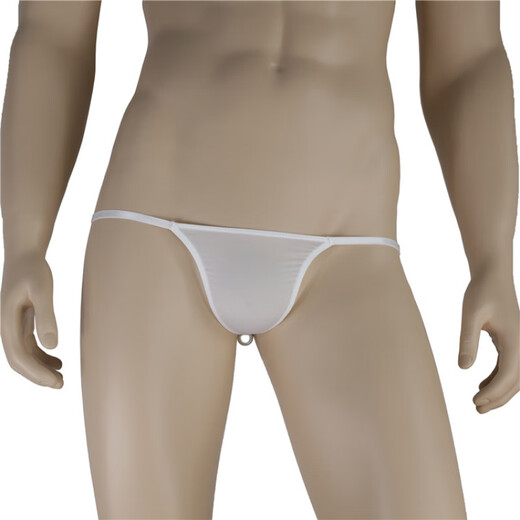 Couple ice silk thong men's one-line transparent hairy women's back yard stimulation low-waist sexy tight revealing JJ fun black M