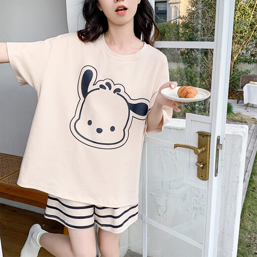 UKUHPK短袖睡衣女夏季居家服卡通学生版套装少女卡通甜美可爱加肥加大 680帕恰狗+679绿恐龙 M 【80-98斤】