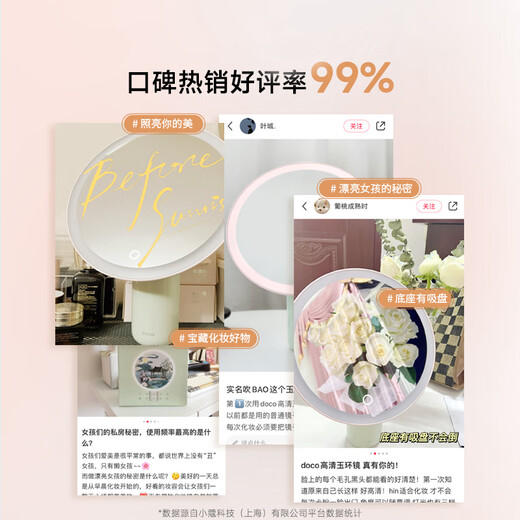 DOCO LAB new product smart makeup mirror with light led desktop desktop luminous beauty mirror fill light vanity mirror jade ring mirror_limited gift box version