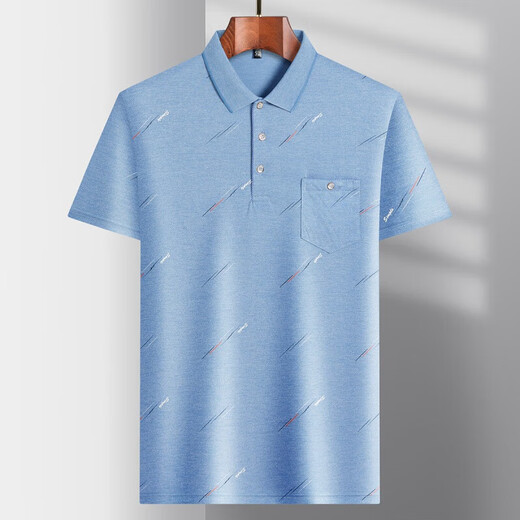 
Hailan special offer daddy suit summer lapel ice silk short-sleeved T-shirt for middle-aged and elderly men thin T-shirt for elderly people half-sleeved ice silk-9851 gray real pocket L 50/170