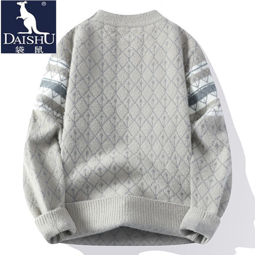 Kangourou (Daishu) Pull de vison doux et gluant pour les hommes en automne et hiver épaissis en peluche à demi-collé et pull en tricot pour hommes en haut chaud 9905 blanc 3xl environ 150-165 Jin [Jin est égal à 0,5 kg] peut être usé