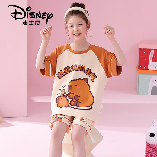 Disney Girls Pyjamas Sommer dünne Baumwollkurzärmel Anzug Kinder kleine Mädchen Prinzessin 2025 Neue süße Heimkleidung 5546 170 Größe 16 [Vorgeschlagene Höhe 135-145 cm]