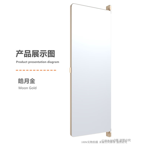 咏幻衣柜镜子衣橱全身镜穿衣试衣镜平对开门柜内置装旋转隐形推拉 加强防爆款经典银12035带磁吸含拉手配件
