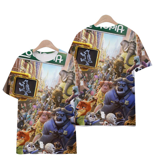 
Giselun Crazy Zootopia T-shirt Foxnik Funny 3D Pattern Top Short Sleeve Fashionable and Ever-Match Print T-shirt T1480 M Children's Clothing Height 110c 25-35Jin [Jin equals 0.5 kg]