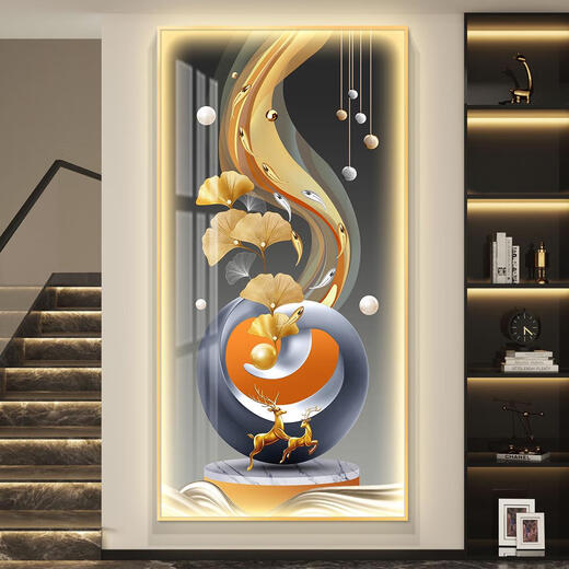 Yusen es Hongyun Dangtou Light LED LED LED LED LED ENTRance Entrada Entrada Pinturas decorativas Corredor Pinturas colgantes colgantes Simples y modernos CN-6296-Hongyun Dangutou 120*240 Prestigiosas fronteras negras Inserto directo inteligente LE LE LE