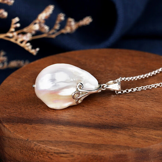 KUXAS925 silver hand-inlaid natural baroque pearl pendant for women, light luxury niche design, temperament, clavicle new pendant