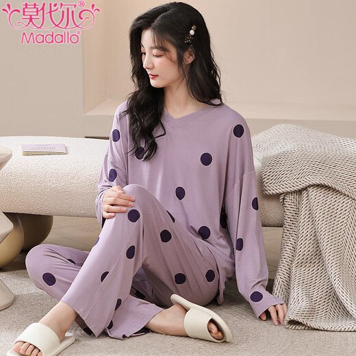 Modal pajamas for women in spring and autumn style 2025 new long-sleeved pure cotton cute thin autumn women's home clothing set can be worn outside 3882 M