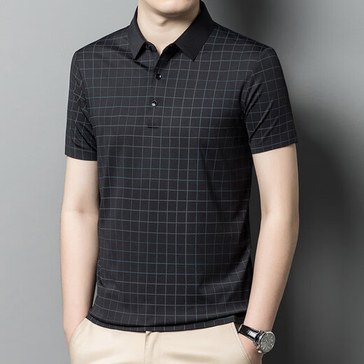 丨 Lilang 丨 T-shirt masculin masculin pour hommes à manches courtes nouvelles à manches intermédiaires et à la mode plaid à demi-manche.