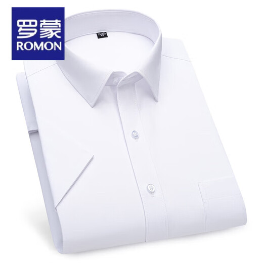ROMON ice silk short-sleeved shirt men's plaid thin middle-aged business formal wear casual no-iron suit shirt fashionable men's clothing DX6625 38