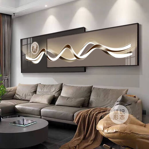 Pupan Light Luxury Modernes Wohnzimmer Dekoration Malerei Italienisch minimalistischer Stil Sofa Hintergrund wand hängende Malerei Atmosphärische Sinn überlagerte Wandmauer E1327 Helle Lichter A 8030 groß + 8020 klein = Gesamt überlagerte Länge 110 Hoch