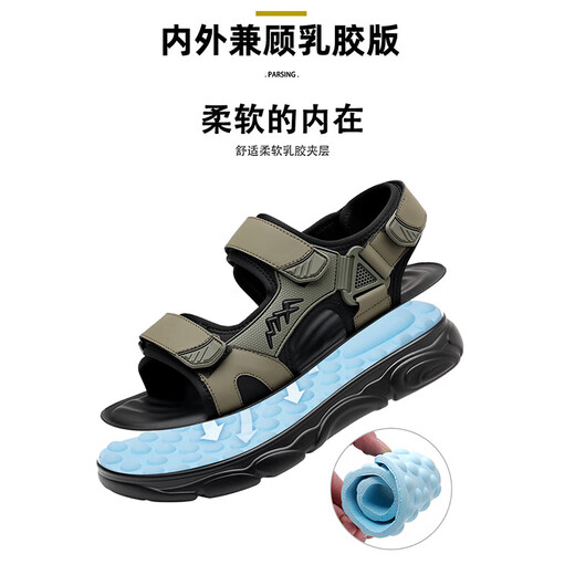 
Platini brand thick-soled sandals for men 2025 summer new fashion sports and casual beach shoes for men, non-slip sandals HHS9230 black 41 standard leather shoes size