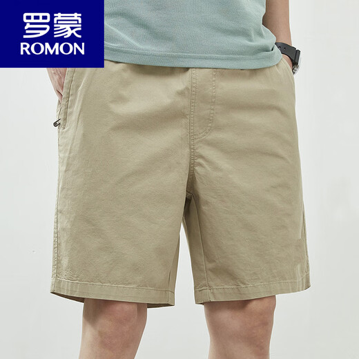 罗蒙（ROMON）夏季新款纯棉男士短裤休闲潮牌宽松5五分裤薄款百搭中裤子 9224深蓝色 L 体重105-125斤