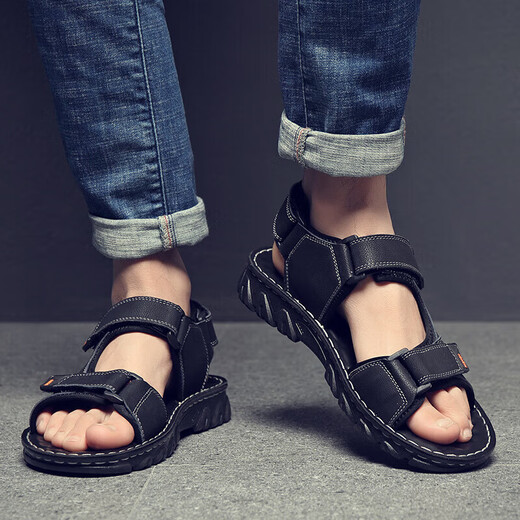 
MAGIOPY high-end brand men's shoes casual sandals men's summer new middle-aged fashion versatile open-toe beach shoes men's black 41