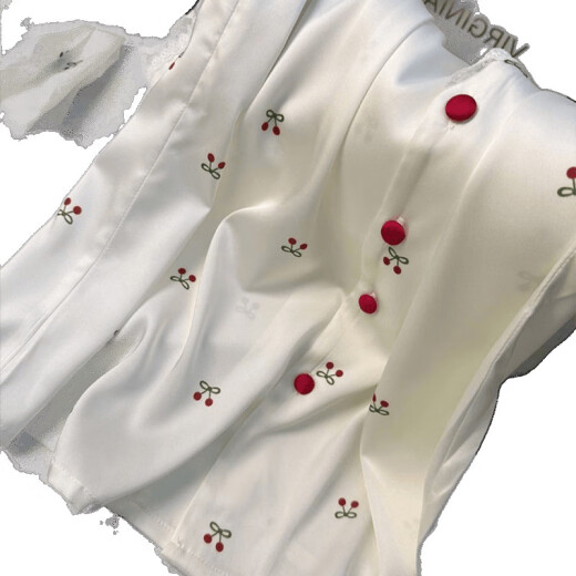 ZIPJBXins Small Cherry Lace-edged Ice Silk Pajamas for Women in Summer Three-Piece Short Sleeve Shorts Pants Home Clothing Thin LW-9207 [Short Sleeve Shorts] M [Suggested 80-100Jin [Jin equals 0.5 kg]]
