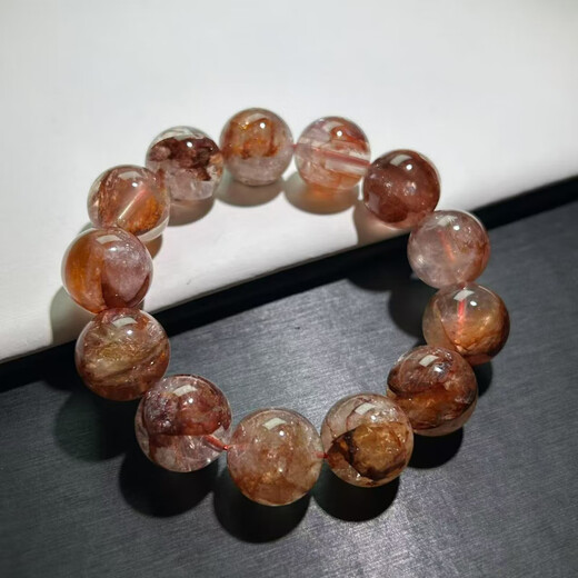 Natural rubber flower bracelet crystal bracelet for women, men, yellow watering, red rubber flower, small gum flower, golden koi rubber flower crystal JH14117 bead diameter about 14+mm