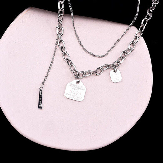 
5021 Titanium Steel Personalized Letter Pendant Necklace for Women with Double Layer Wearing Cold Style Collarbone Chain Ins All-match Sweater Chain 5021 Listed Necklace (Titanium Steel Chain Does Not Fade)