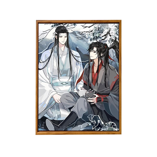 流西魔道祖师陈情令魏无羡DIY数字油画手工绘填充涂色卡通丙烯装饰画 LL9856 30*40cm加厚实木内框
