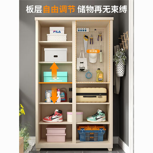 家用户外防晒阳台储物柜专用推拉门室外防水收纳柜铁皮衣柜可定制 移门款-柜体高2000_宽825_深550